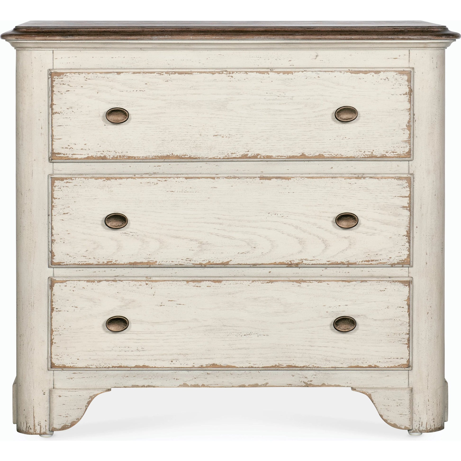 Americana Three-Drawer Nightstand by Hooker Furniture. Made from oak veneers with solid-wood edge top in a modern style.