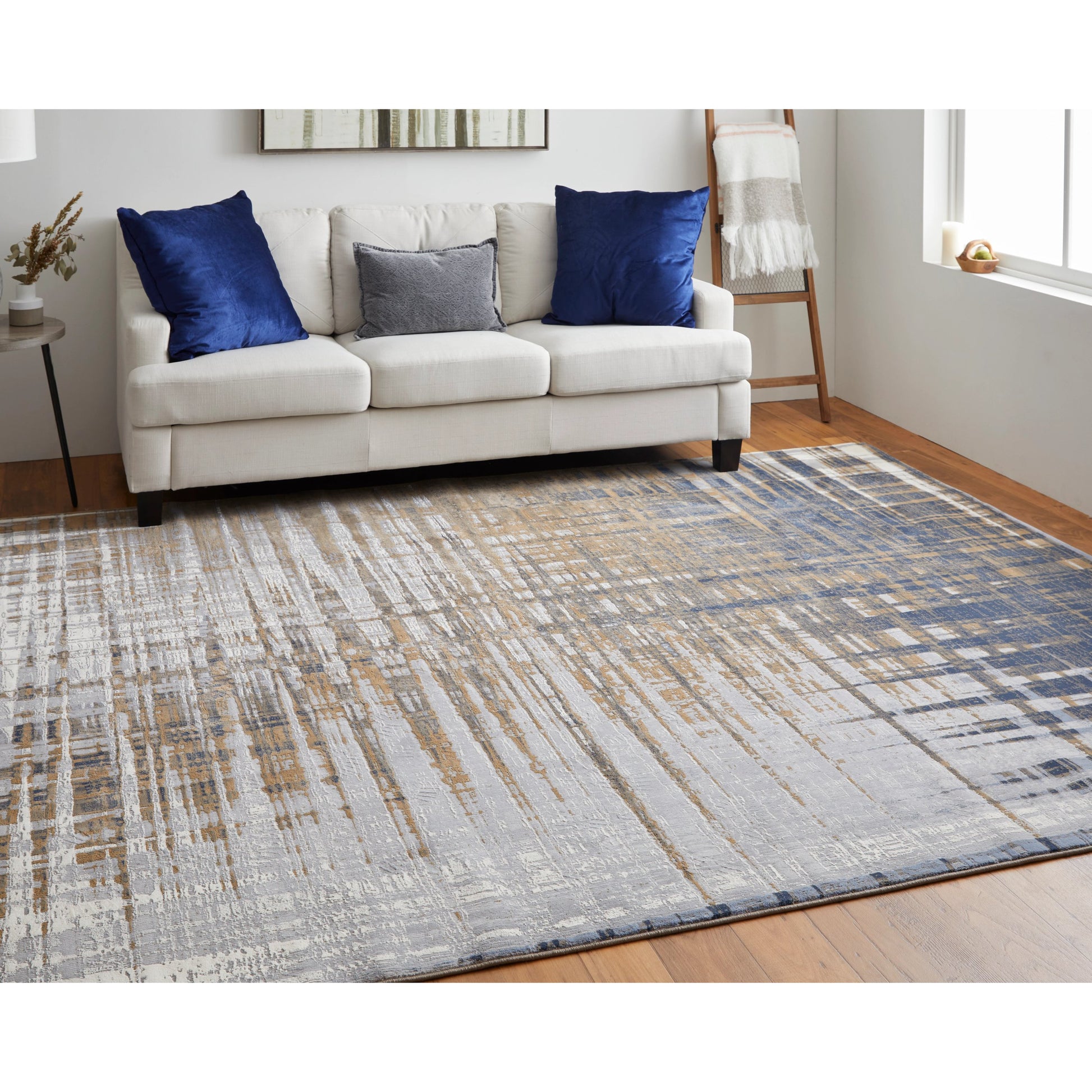 Clio Rug - 39K4F by Feizy in blue, orange, gray. Made from polypropylene, polyester in a unique style.