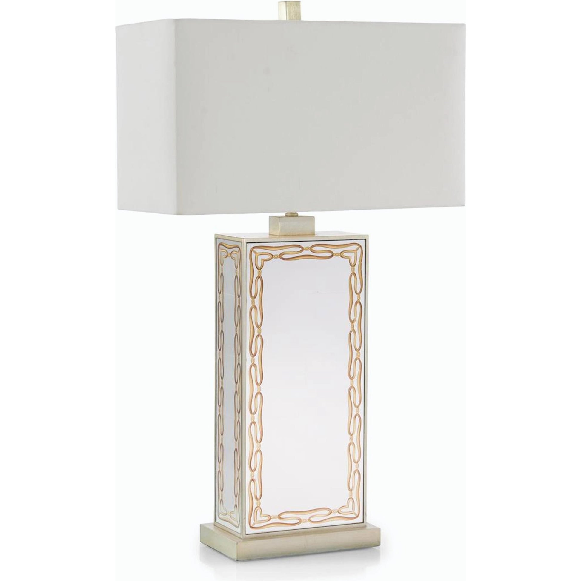 Egolmise Table Lamp by John-Richard in champagne, gold and champagne, gold, nickel, white. Made from nickel in a transitional style.