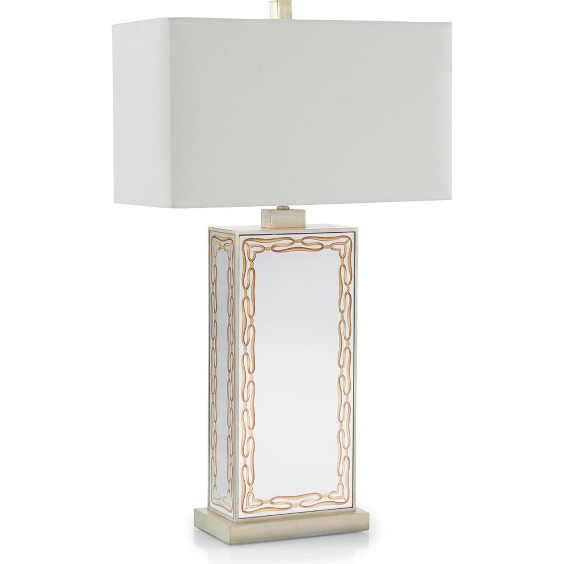 Egolmise Table Lamp by John-Richard in champagne, gold and champagne, gold, nickel, white. Made from nickel in a transitional style.