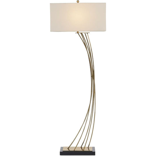 Cambered Brass Floor Lamp by John-Richard in amber, brass, red and black, brass, white. Made from brass, cotton in a modern style.