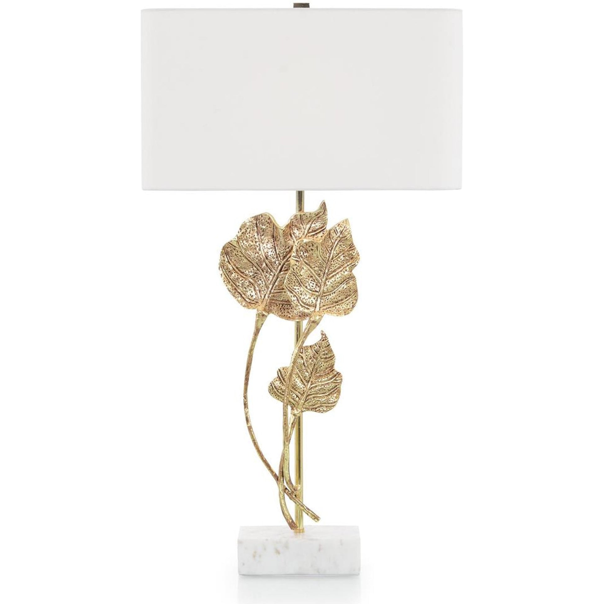 Leaf Table Lamp by John-Richard in gold and antique gold. Made from brass in a transitional style.