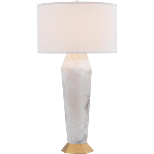 Marble & Gold-Leaf Hexagon Table Lamp by John-Richard in gold and gold leaf. Made from unique in a transitional style.