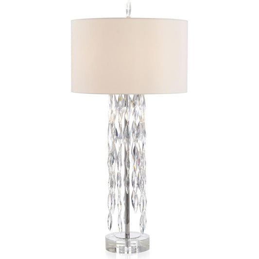 Marquise Crystal Table Lamp by John-Richard in silver. Made from crystal in a transitional style.