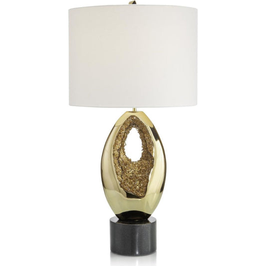Glass Geode Table Lamp by John-Richard in gold, brass. Made from glass in a modern style.