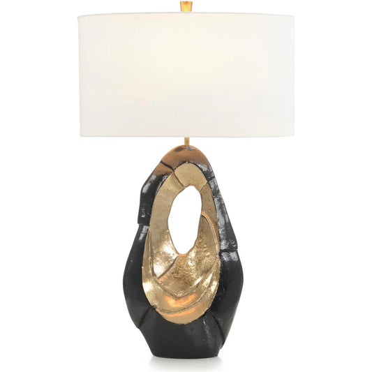 Black and Metallic Gold Sculpture Lamp by John-Richard in black, gold. Made from unique in a modern style.