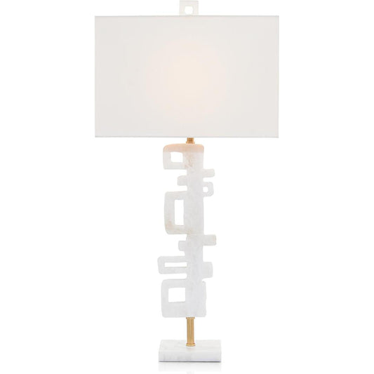 Abstract Antique Gold Leaf & Alabaster Table Lamp by John-Richard in gold and alabaster. Made from unique in a modern style.