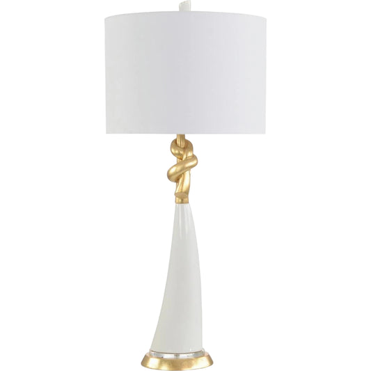 Loves Me Knot Table Lamp by John-Richard in white, gold leaf. Made from unique in a unique style.