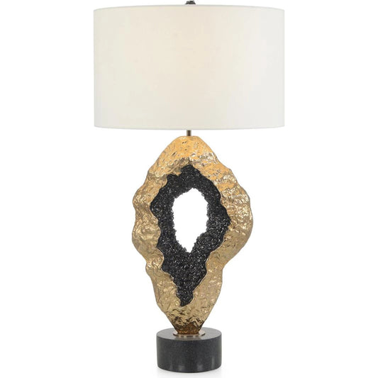 Hammered Gold & Black Geode Table Lamp by John-Richard in black and gold. Made from unique in a modern style.