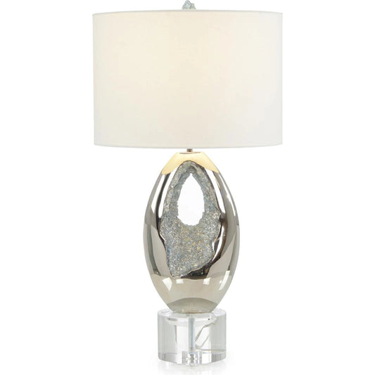 Polished Nickel & Sea Blue Geode Table Lamp by John-Richard in polished nickel. Made from unique in a modern style.