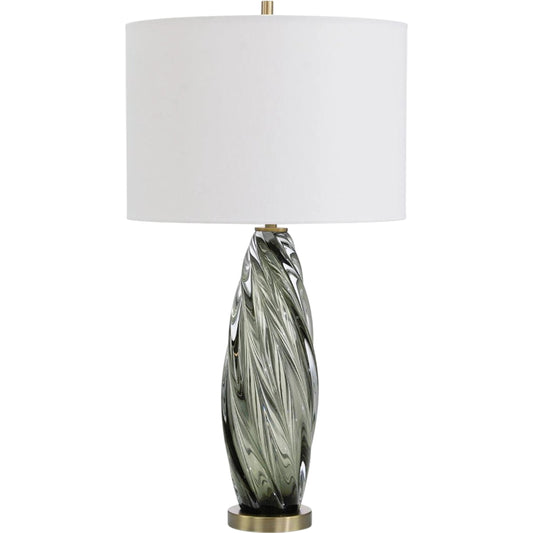 Olive Art Glass Table Lamp by John-Richard in olive. Made from unique in a unique style.