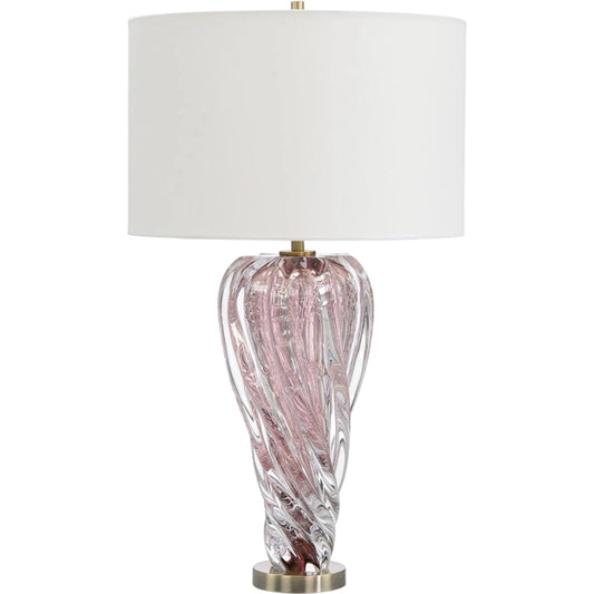 Rose Art Glass Table Lamp by John-Richard in rose pink. Made from unique in a unique style.