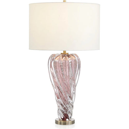 Rose Art Glass Table Lamp by John-Richard in rose pink. Made from unique in a modern style.