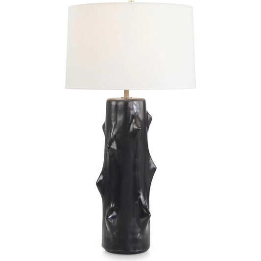 Black Ceramic Sculpted Table Lamp by John-Richard in black. Made from unique in a modern style.