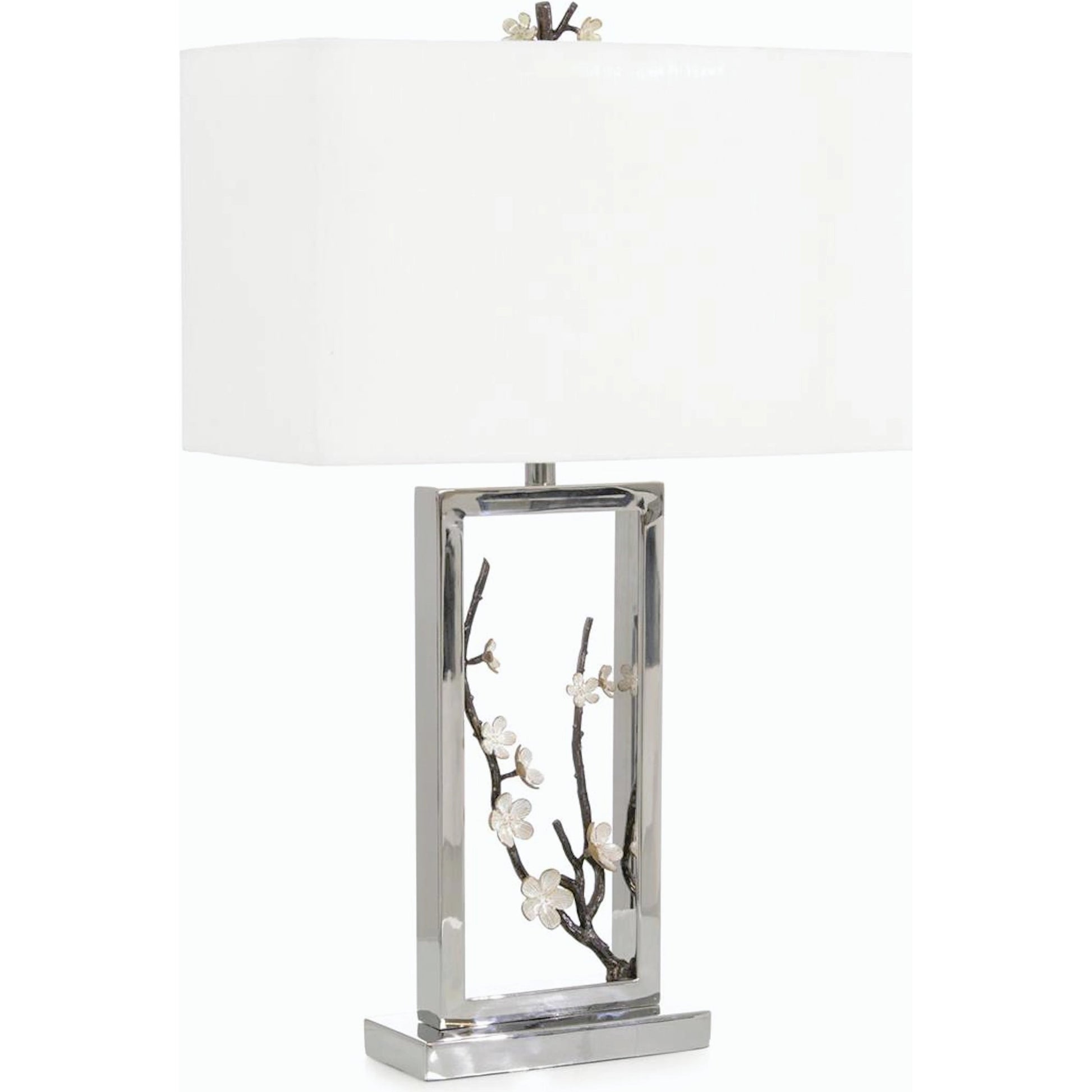 Floral Table Lamp by John-Richard in polished stainless steel. Made from unique in a modern style.