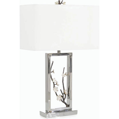 Floral Table Lamp by John-Richard in polished stainless steel. Made from unique in a modern style.