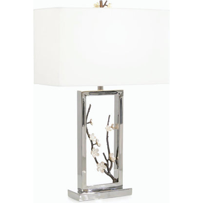 Floral Table Lamp by John-Richard in polished stainless steel. Made from unique in a modern style.