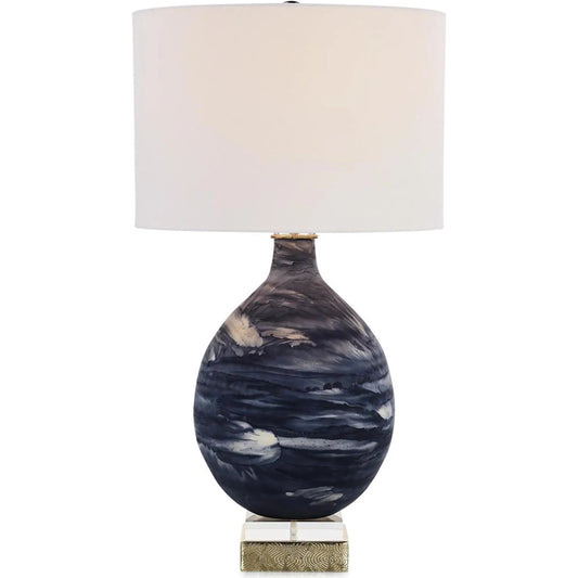 Kyoto Table Lamp by John-Richard in blue-gray, champagne. Made from unique in a unique style.