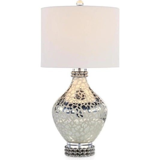 Brisa Table Lamp by John-Richard in clear, nickel, white and nickel. Made from glass, acrylic, brass, fabric in a unique style.