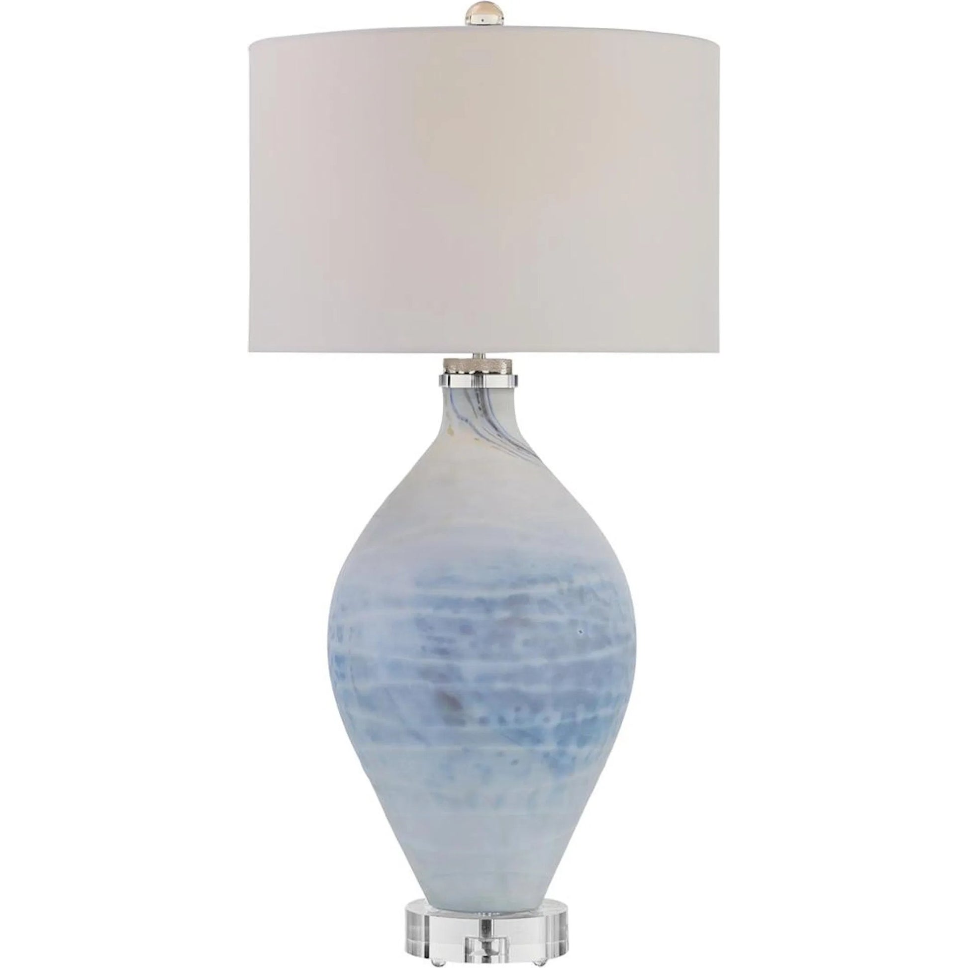 Varuna Table Lamp by John-Richard in blue, white. Made from unique in a transitional style.