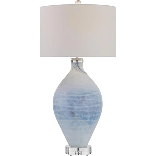 Varuna Table Lamp by John-Richard in blue, white. Made from unique in a unique style.