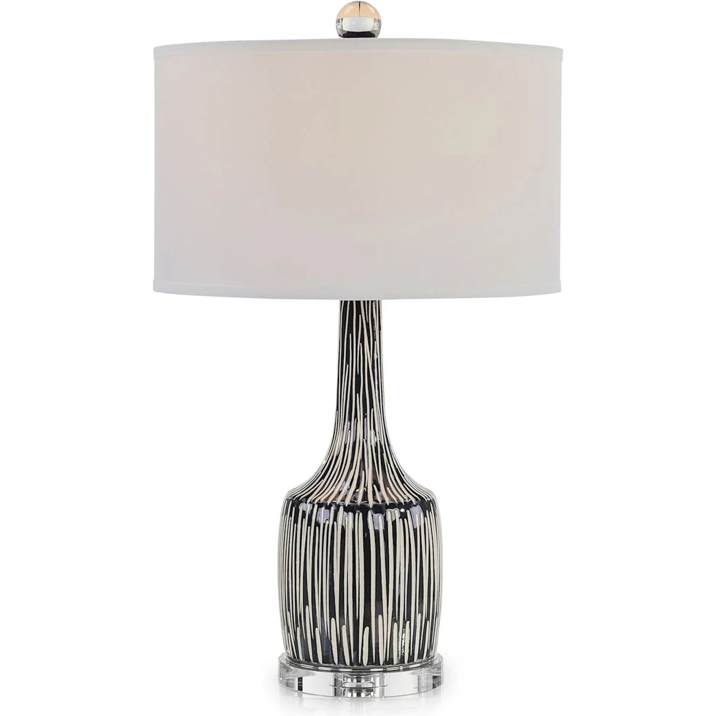 000 SI-2373182 | Primary Silo | Duality Table Lamp by John-Richard in navy blue, white, clear. Made from ceramic, taper, acrylic, linen in a modern style.