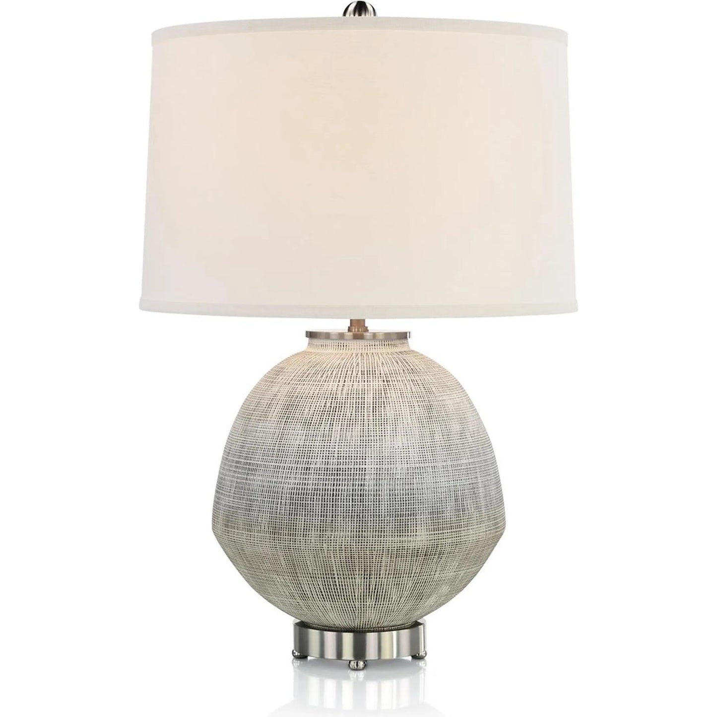 000 SI-2373141 | Primary Silo | Crosshatch Table Lamp by John-Richard in nickel, gray, white and nickel. Made from ceramic, fabric, metal in a transitional style.