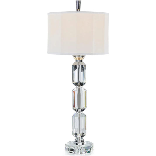 Cullinan Table Lamp by John-Richard in clear, white. Made from crystal, fabric in a unique style.