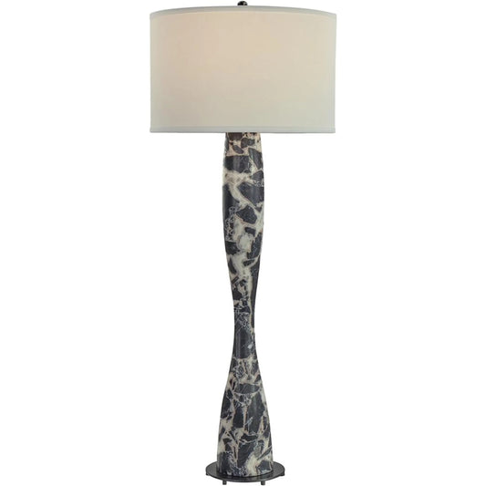 Astraeus Table Lamp by John-Richard in black, ivory, white and antique brass. Made from marble, iron, metal, linen in a unique style.