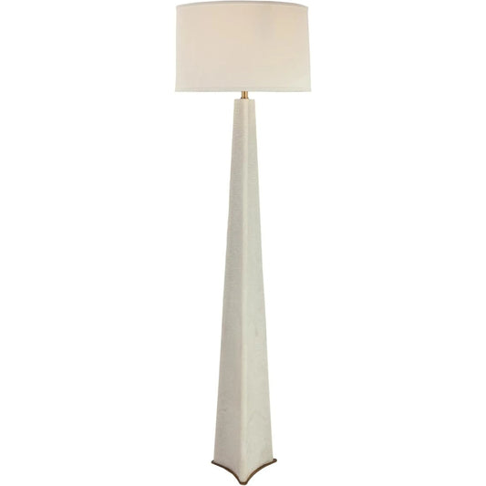Lucerna Floor Lamp by John-Richard in white rice stone, antique brass. Made from unique in a unique style.
