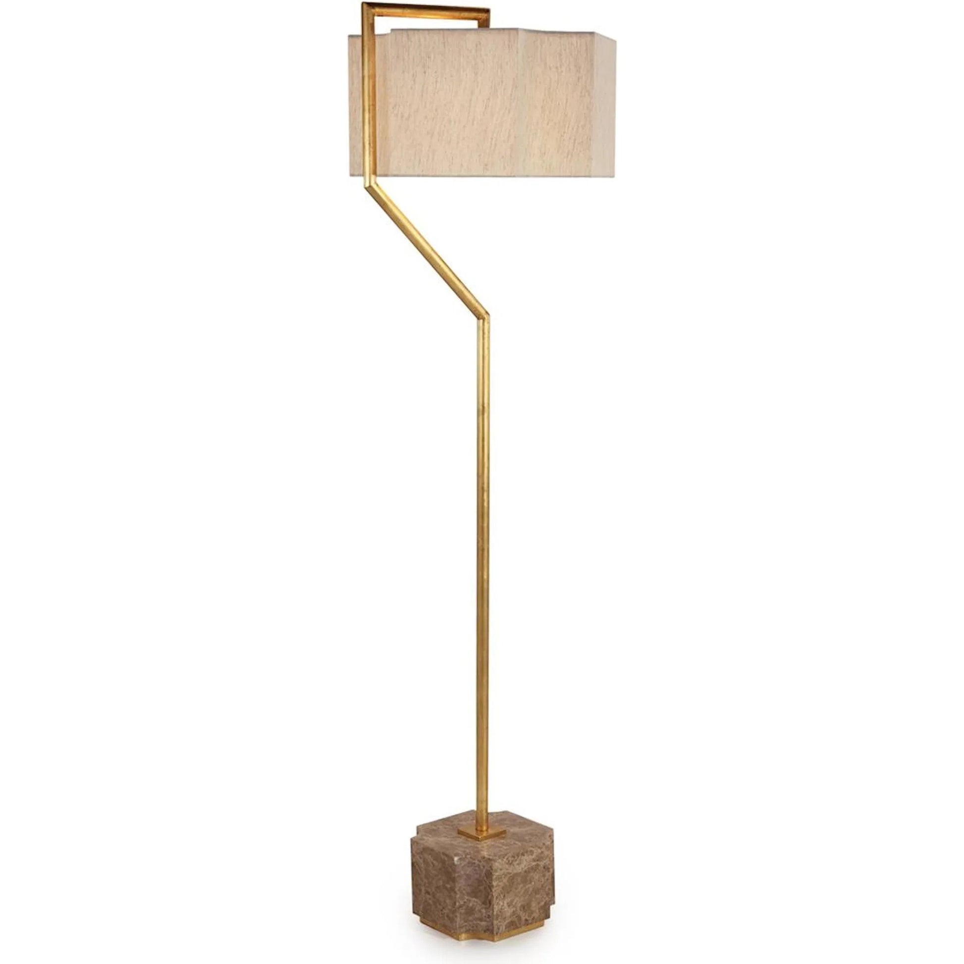 Gancho Floor Lamp by John-Richard in antique gold leaf. Made from unique in a modern style.