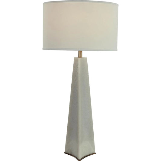 Lucerna Table Lamp by John-Richard in white rice stone, antique brass. Made from unique in a unique style.