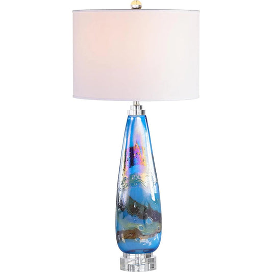 Stratosphere Buffet Lamp by John-Richard in blue. Made from unique in a unique style.