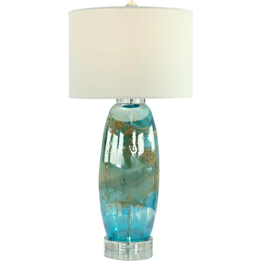 Laguna Table Lamp by John-Richard in blue, polished nickel. Made from unique in a unique style.
