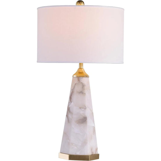 Stone Peak Table Lamp by John-Richard in white, polished brass. Made from unique in a unique style.