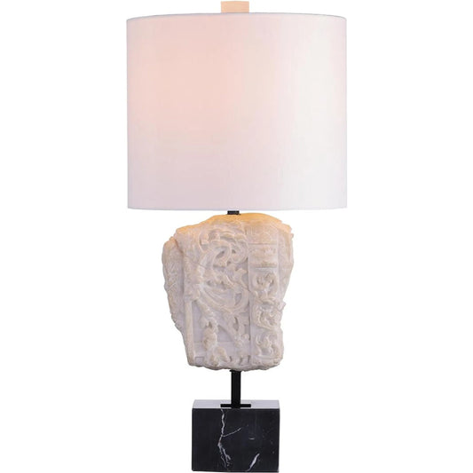 Relief Table Lamp by John-Richard in ivory, antique brass. Made from unique in a unique style.
