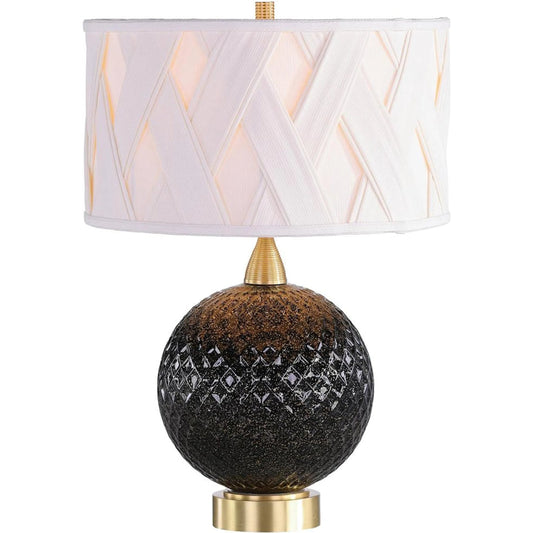 Carbon Table Lamp by John-Richard in black, brown, white, brass and brushed brass. Made from art glass, metal, linen in a unique style.