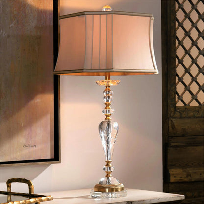 Crystal Swirl Lamp by John-Richard in beige, brass. Made from brass, crystal in a traditional style.