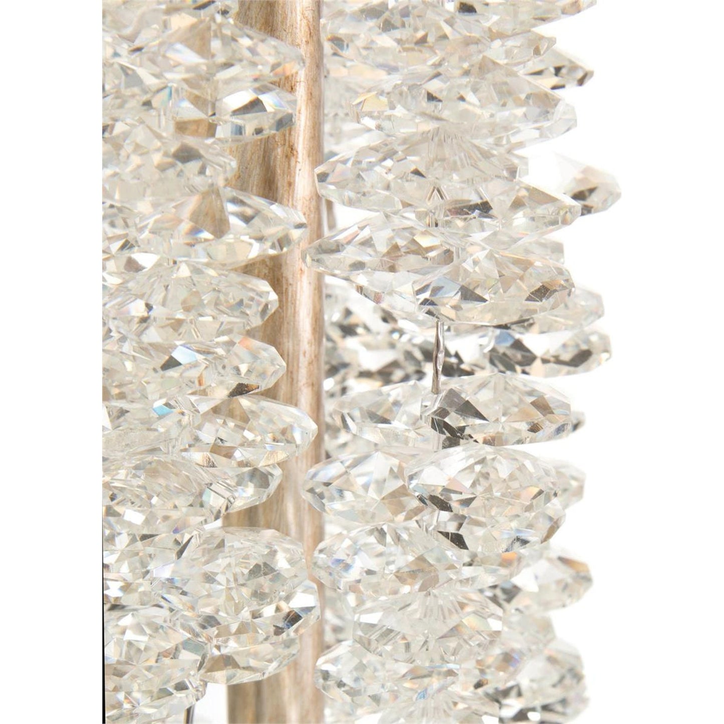 002 SR-863324 | Closeup | Cascading Crystal Waterfall Floor Lamp by John-Richard in nickel, silver, white. Made from crystal, nickel in a coastal style.