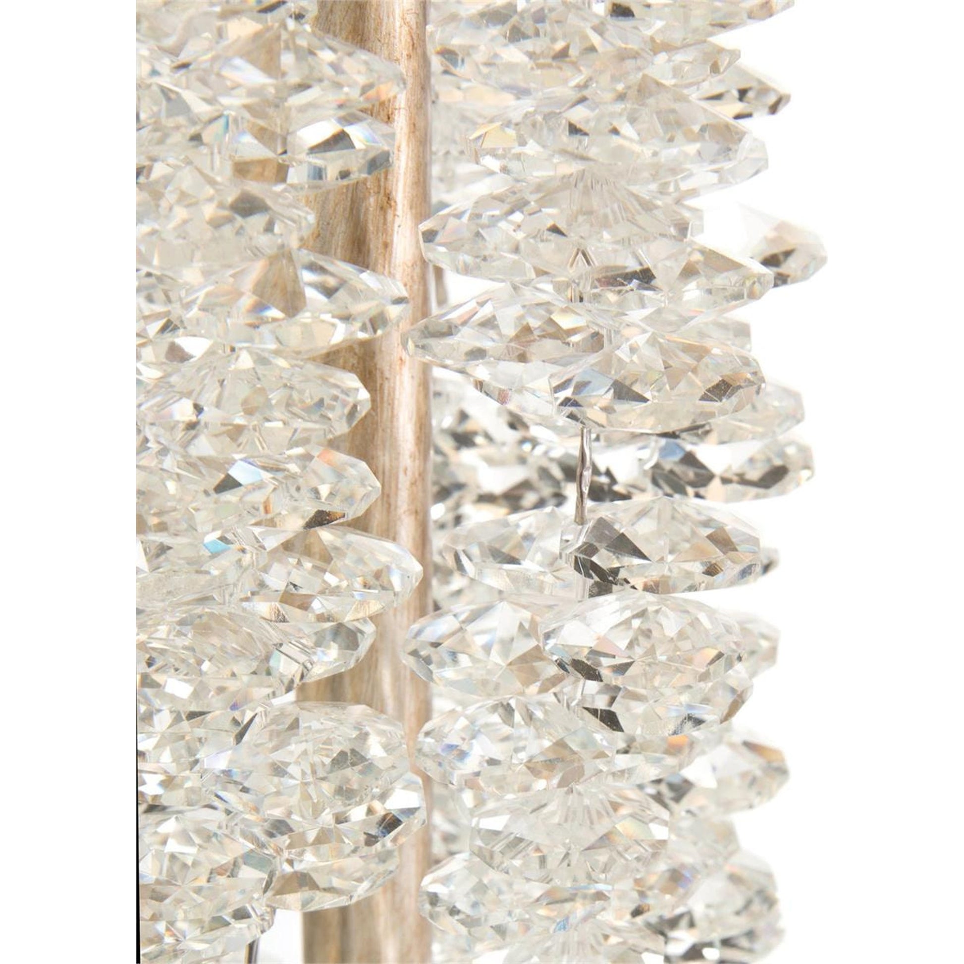 Cascading Crystal Waterfall Floor Lamp by John-Richard in nickel, silver, white. Made from crystal, nickel in a coastal style.