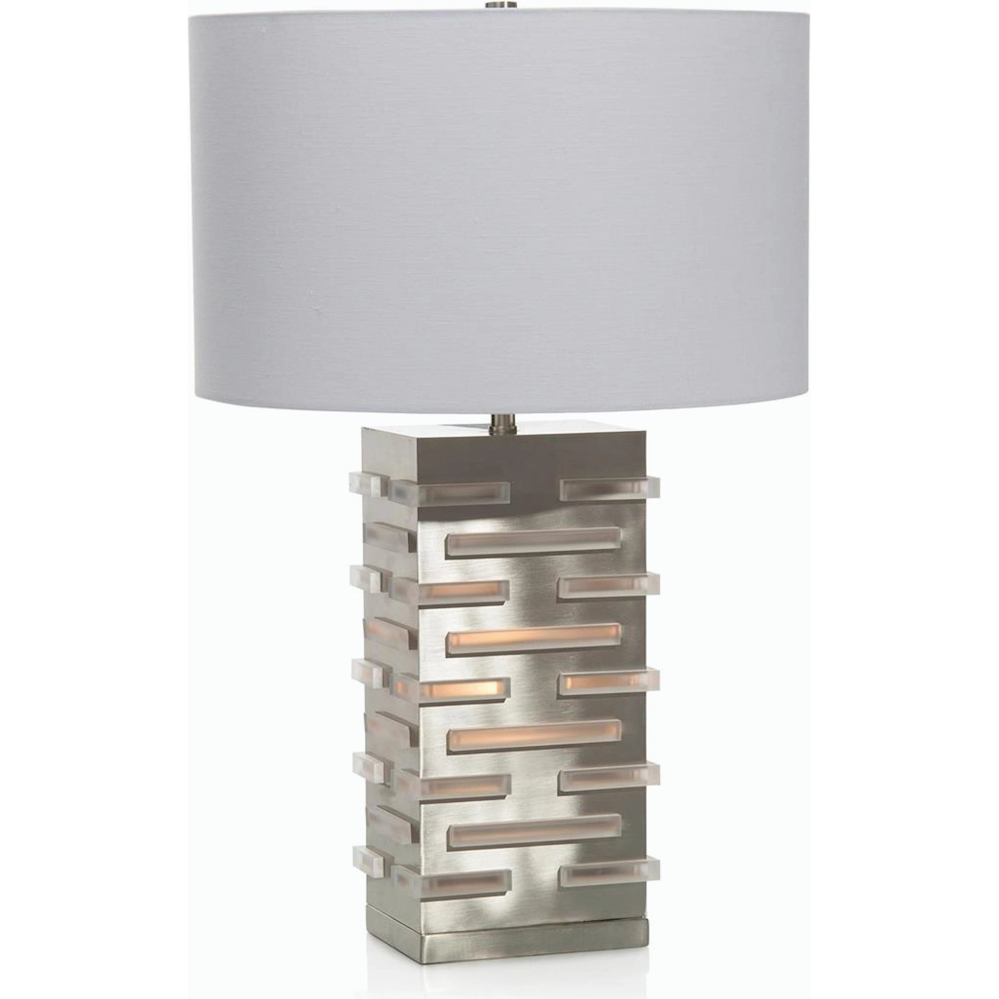 Acrylic Blocks Illuminating Table Lamp by John-Richard in nickel, white. Made from acrylic, nickel in a modern style.