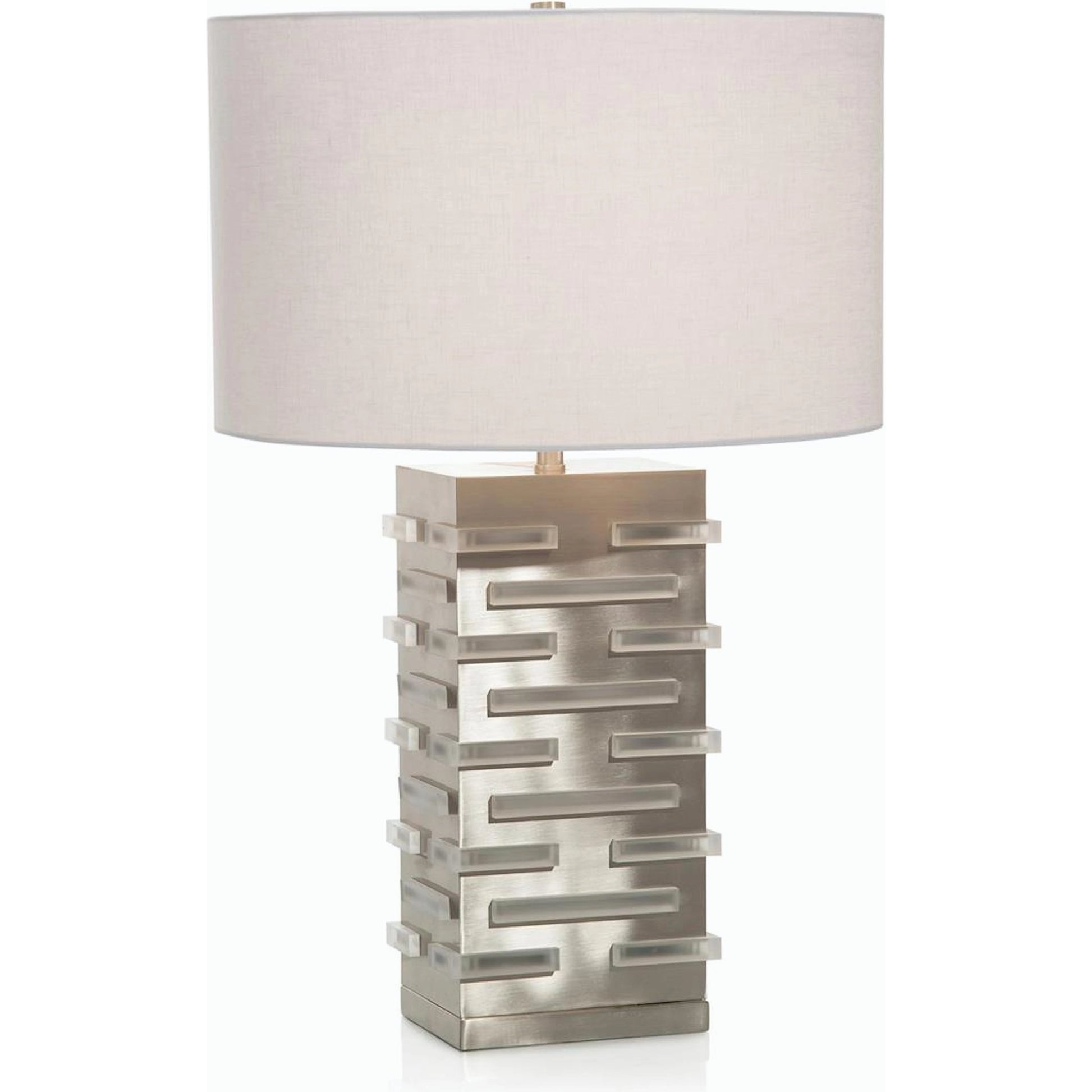 Acrylic Blocks Illuminating Table Lamp by John-Richard in nickel, white. Made from acrylic, nickel in a modern style.