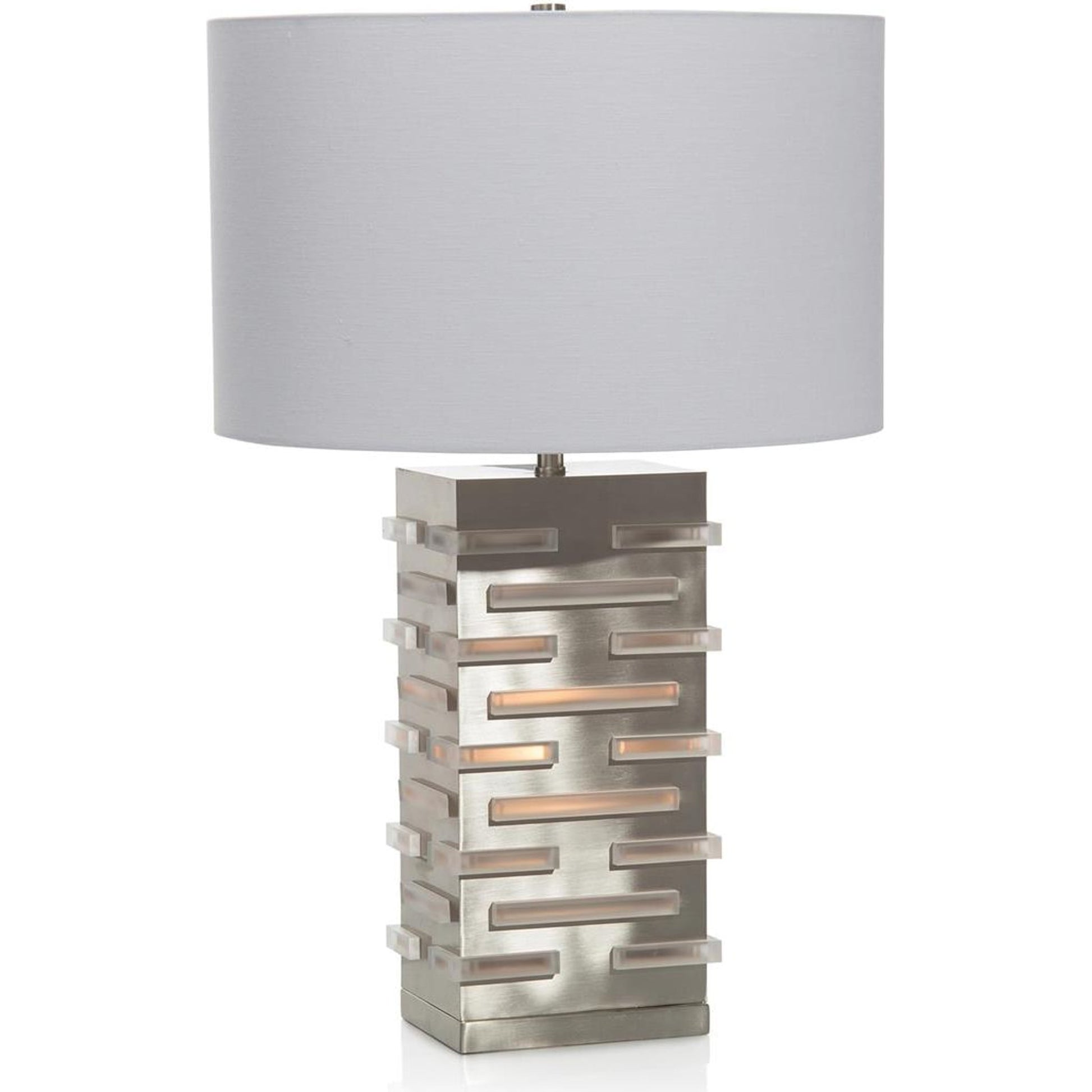 Acrylic Blocks Illuminating Table Lamp by John-Richard in nickel, white. Made from acrylic, nickel in a modern style.