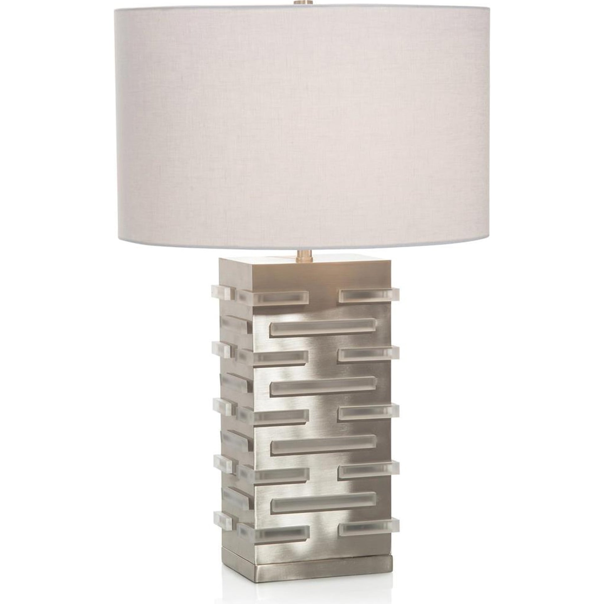 Acrylic Blocks Illuminating Table Lamp by John-Richard in nickel, white. Made from acrylic, nickel in a modern style.