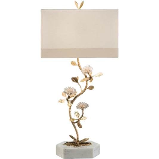 Quartz Flower Table Lamp by John-Richard in brass, white. Made from brass, crystal in a unique style.