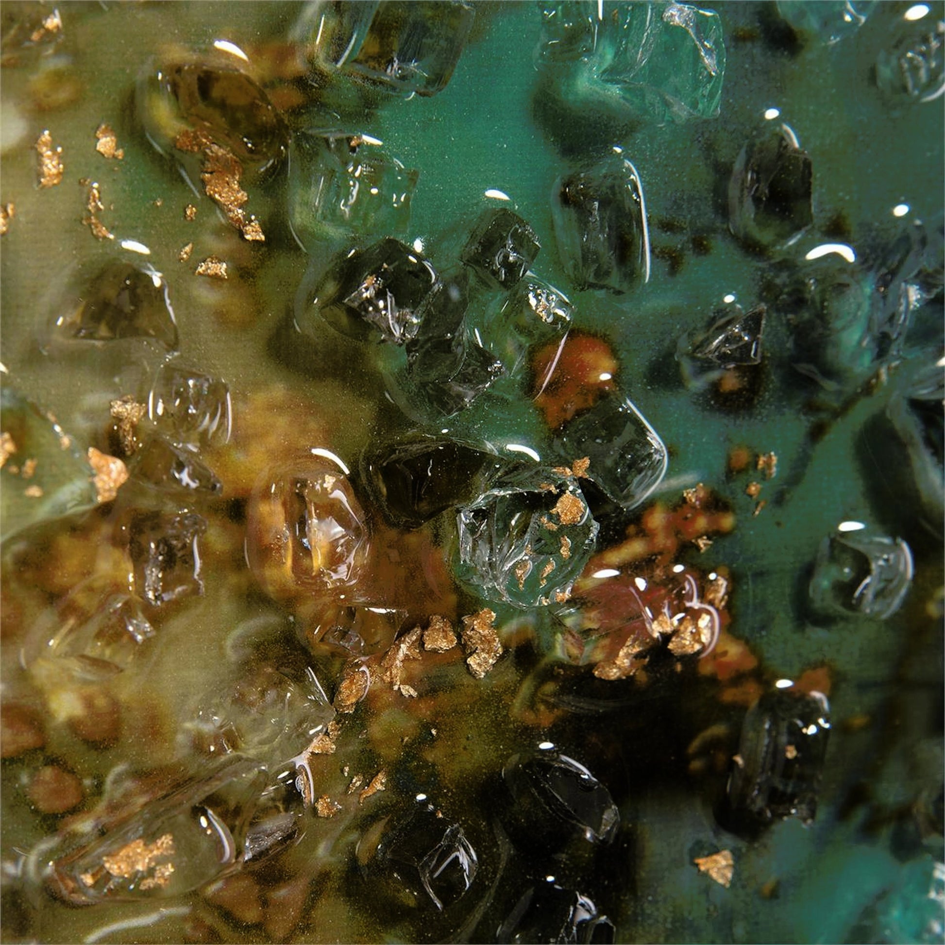 Mary Hong's Galactic Mirror by John-Richard in gold. Made from glass in a modern style.