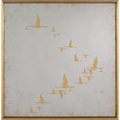 Migration Mirrors by John-Richard in gold. Made from steel in a modern style.