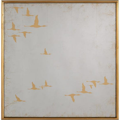Migration Mirrors by John-Richard in gold. Made from steel in a modern style.