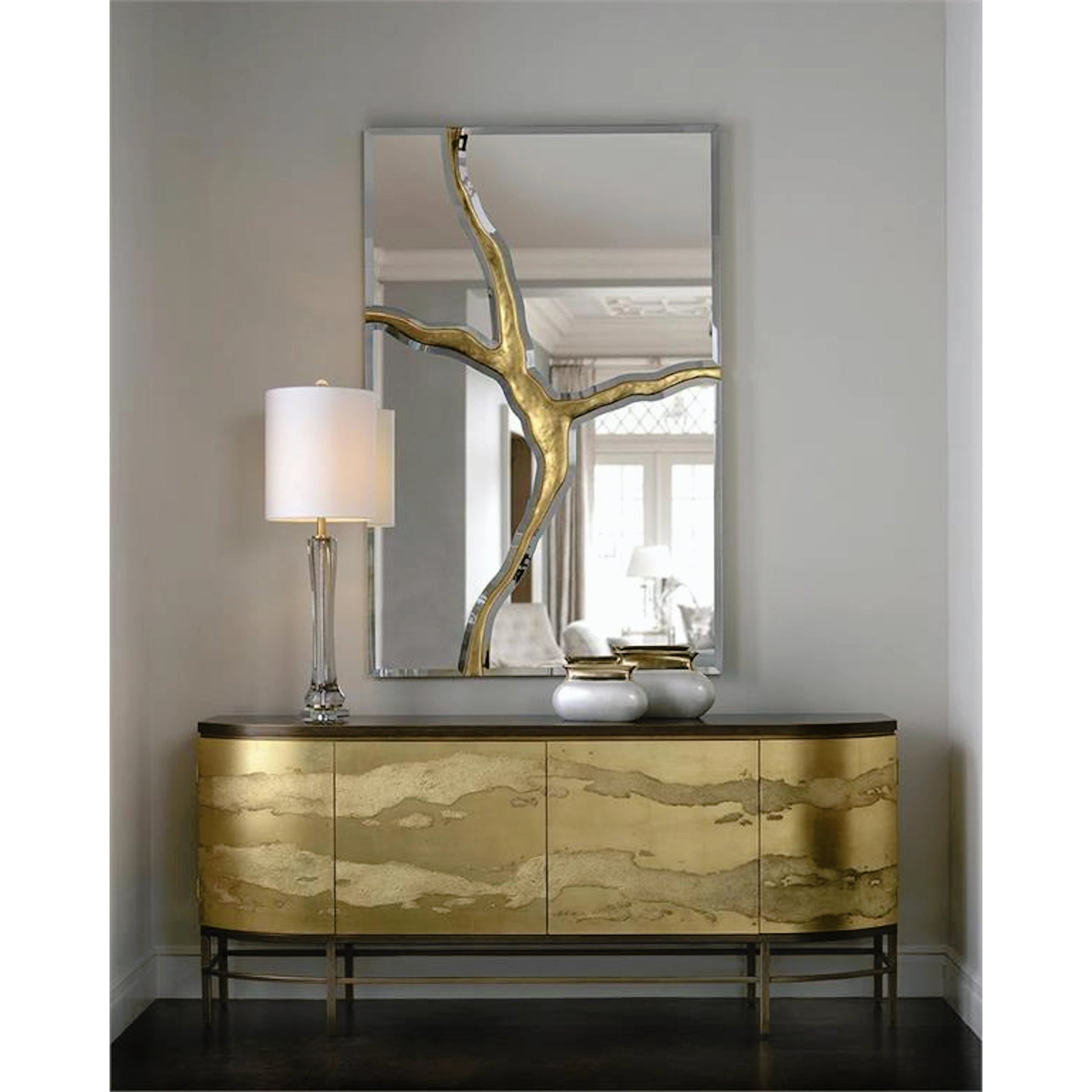 Revne Mirror by John-Richard in gold. Made from unique in a modern style.