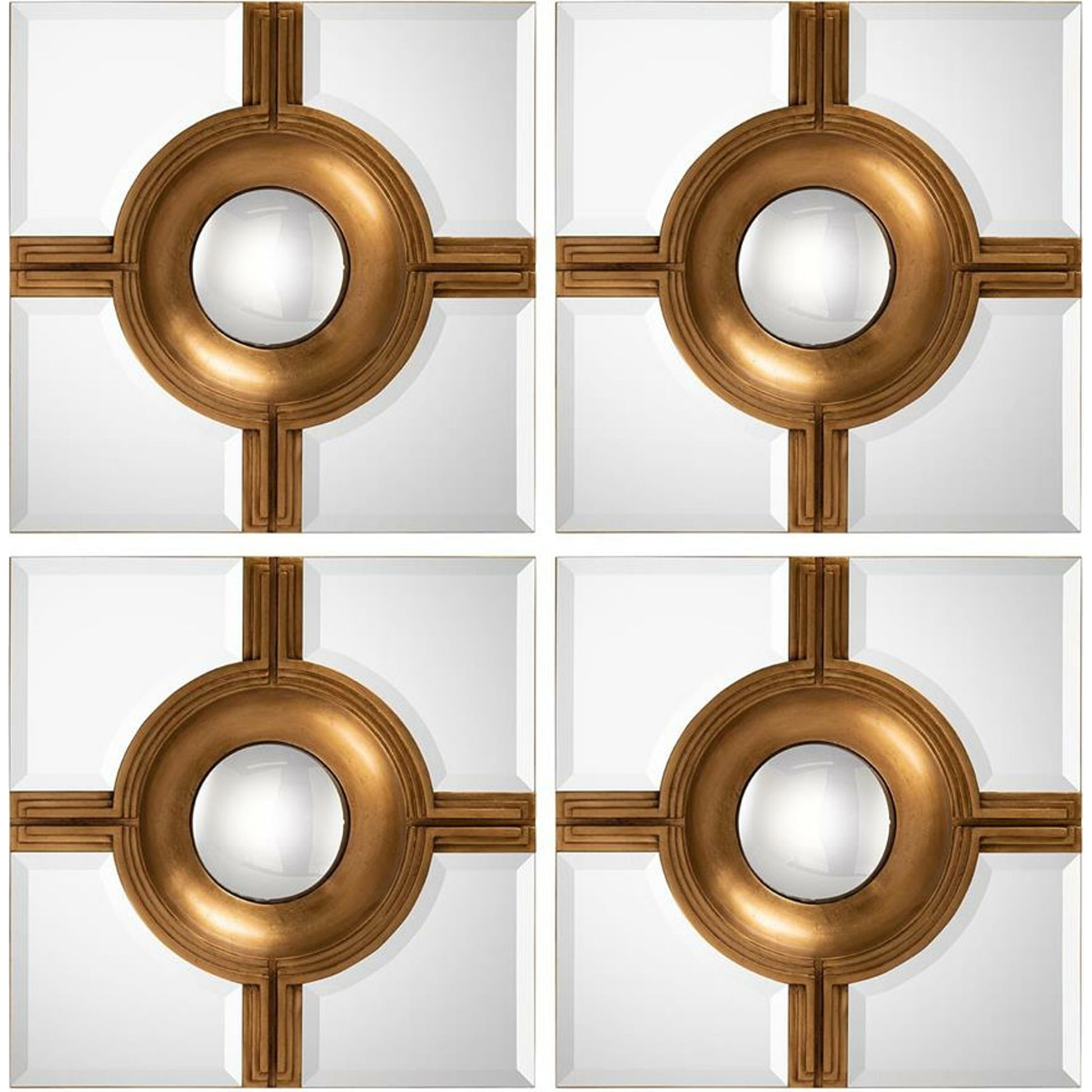 Reflections Mirrors (Set of 4) by John-Richard in new world gold. Made from unique in a coastal style.